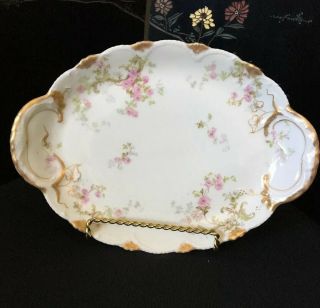 Small Antique Theodore Limoges Haviland Platter Pink Roses