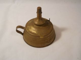 Antique Brass Tin Whale Oil Finger Lamp Single Wick Burner Kerosene