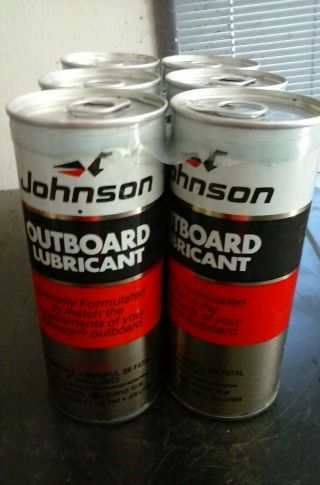 (6) Rare Vintage Johnson Outboard Motor Lubricant Oil Cans Full 1 Pint Boat
