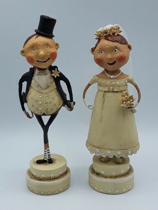 Rare Vintage Resin 8  Bride And Groom " Figurines By Lori C.  Mitchell Signed