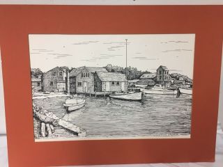 Vintage C.  M.  Goff Print Of Edgartown Harbor