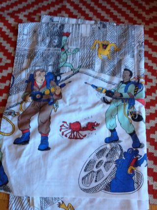 Vintage 1986 The Real Ghostbusters Cartoon Stevens Flat Sheet Twin Bedding Rare