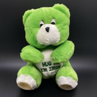 Vintage Hug Me I’m Irish Green Care Bear Plush With Window Suction Cups 8”