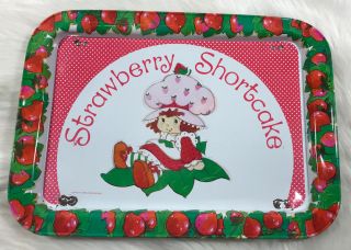 Vintage Strawberry Shortcake Square Metal Tv Desk Tray With Folding Legs 1980’s