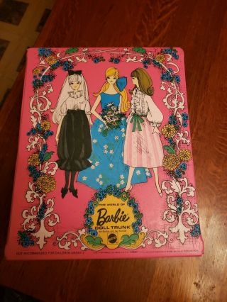 The World Of Barbie Doll Trunk 1969 Pink Doll Case Estate Find
