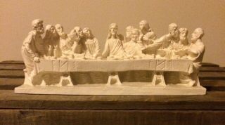 Vintage Artmark " The Last Supper " Carved Resin Sculpture Ivory