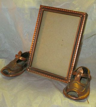 Vintage Bronzed Baby Shoes Sandals Picture Frame