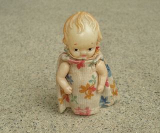Vintage Celluloid Mini Kewpie Doll Marked " Ys " Japan 2.  5 " Tall Intact Strings