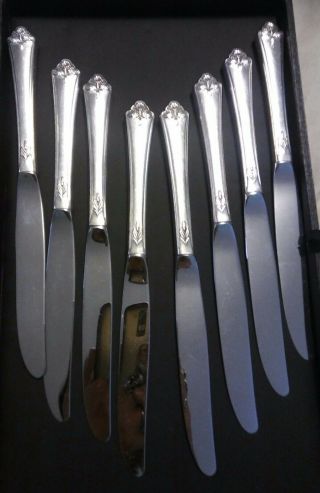 queen of flowers set of 8 silverplate dinner knives 2