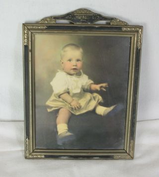 Vintage Antique Baby Photo Framed 1930 