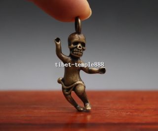4.  5 Cm Tibet Buddhism Pure Bronze Demon Devil Evil Spirit Amulet Statue Pendant