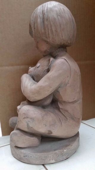 Vintage Small Boy Hugging his Teddy 1982 Austin Prod.  Inc.  Sculpture 3