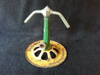 Vintage H.  E.  Sherman Mfg Co Gold Label Cast Iron Lawn Sprinkler,  Made In Usa