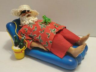 Vintage Animated Sleeping Snoring Santa Claus On Vacation With Frog Rare