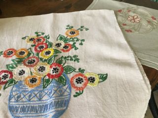 Vintage,  Embroidered Chair Backs/ Tray / Table Cloths.  X2