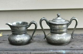 Forbes Silver Co.  Quadruple Cream Pitcher W/ Sugar Bowl And Lid