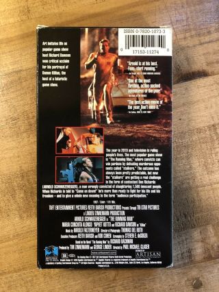 RARE OOP THE RUNNING MAN VHS VIDEO TAPE ARNOLD SCHWARZENEGGER ACTION SCI FI 2