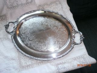 Wilcox Beverly Manor Tray Silver Plate Serving Tray With Handles 20 " Ornate Oval