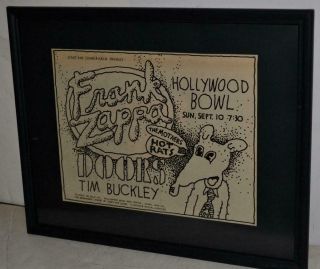 The Doors 1968 Frank Zappa Rare Hollywood Bowl Framed Concert Ad