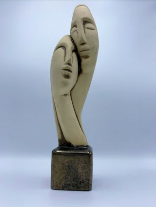 Vintage Retro Ceramic Sculpture Entwined Lovers Heads Figurine