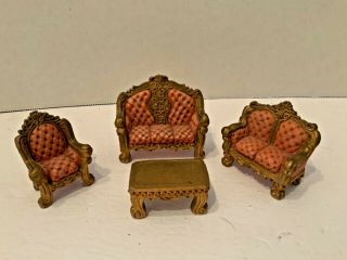 4 Piece Dollhouse Furniture Living Room Furniture Sofa,  Loveseat,  Chair,  Table