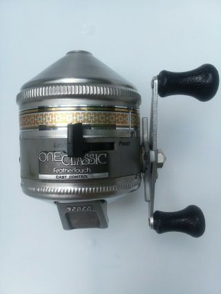 Vintage Zebco One Classic Feather Touch Cast Control Reel.