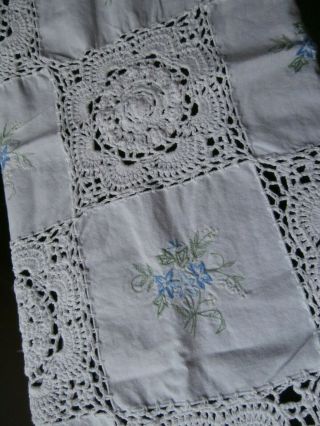 Vintage White Cotton/hand Worked Crochet Lace Tablecloth 30 " Square