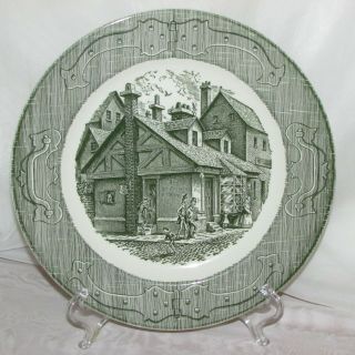 The Old Curiosity Shop Royal China Dinner Plate Green Transfer Pattern Vintage