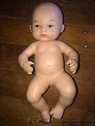 Vintage 1982 Playmates 12 " Rubber Vinyl Baby Doll Drinks Wets Molded Hair