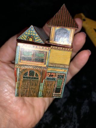 2 Mini Doll House For A Dollhouse Wood/paper Handcrafted Made To Look Antique