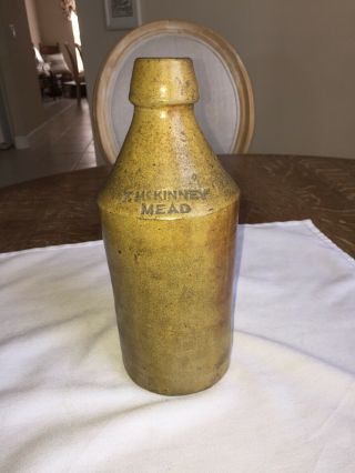 Vintage Antique Stoneware Mead Beer Soda Bottle 9 3/4 Inches Tall Mckinney