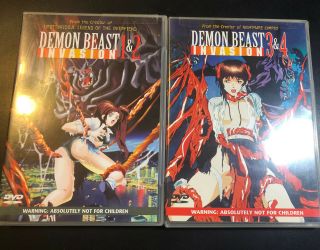 2 Demon Beast Invasion 1 & 2,  3 & 4 Dvd Anime Extremely Rare Oop