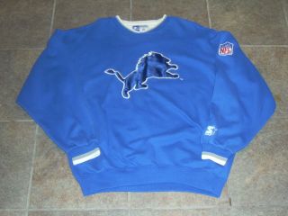 Rare Vtg Starter Detroit Lions Crewneck Sweatshirt Size Xl Calvin Johnson Jersey