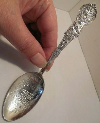 Watson Co.  - Sterling Silver Souvenir Spoon - The Alamo 1718 San Antonio Texas
