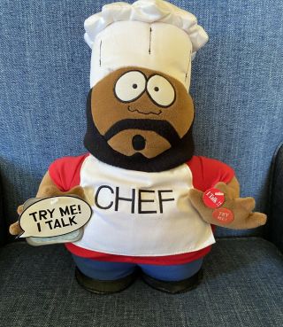 Vintage Rare 1998 South Park Talking Chef Plush Toy Doll By Fun 4 All W/tags 14”