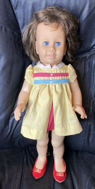 Vintage 1960 Soft Face Chatty Cathy Doll - Brunette,  Freckles,  Clothes