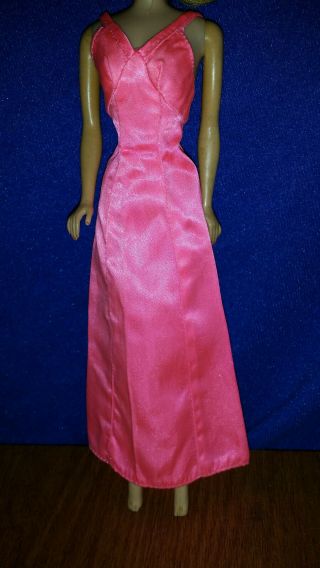 Vtg 1976 Superstar Pink Satin In The Spotlight Long Barbie Gown Dress Only 9720