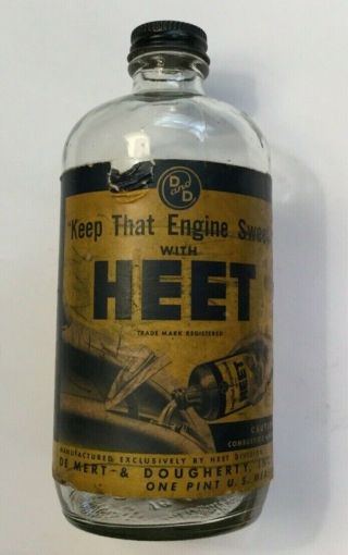 Vintage Heet Fuel System De - Icer Glass Bottle Rare 16oz 1pt