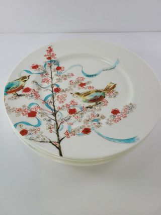 Rare Lenox Chirp Holiday Salad / Lunch Plate 9 3/8 " - Set Of 4
