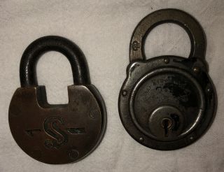2 Rare Vintage Old Antique Padlocks Lock No Keys (1) Yale & Towne Mfg Marked