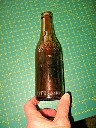 Vintage Antique Brown Amber Pittsburgh Pa Coke Coca Cola Bottle Old Early