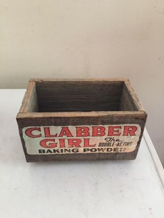 Vintage Clabber Girl Baking Powder Wooden Box Advertising Item Very Rare