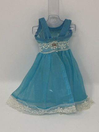 Vintage Barbie TAMMY CLONE Size Doll Clothes Outfit TURQUOISE Sheer DRESS 3