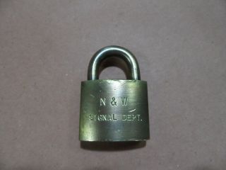 Vintage Rare All Brass Padlock For The N & W Signal Dept.  By Corbin Lock Co.