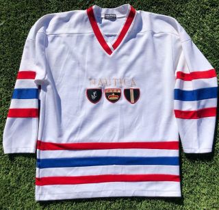Rare Usa Made Vtg 90s Nautica Crest Patch Embroidered Hockey Jersey Shirt Xl