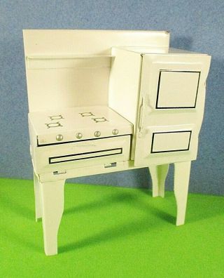 Vintage Dollhouse Kitchen Miniature White Metal Stove 1:12 Scale Cook Stove Oven