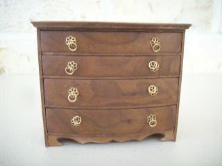 Vintage Miniature Doll House Wooden Chest Of Drawers Dresser 3.  75 " X 1.  5 " X 3 "