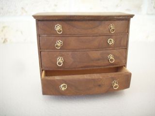 Vintage Miniature Doll House Wooden Chest of Drawers Dresser 3.  75 