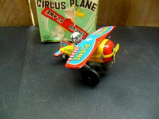Vtg Rare Yone Japan Wind Up Mechanical Circus Plane Tin Toy