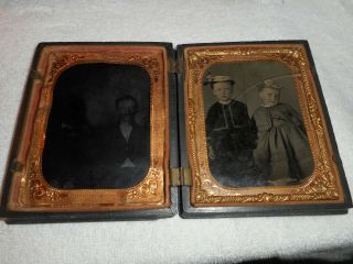 Antique Civil War Era Daguerreotype Of Maybe Father Mother And Two Daughters